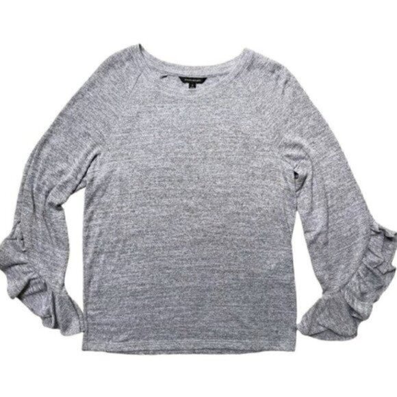 Banana Republic 3/4 Flutter Flared Sleeve Light Heather Gray Top Women’s S - Picture 1 of 8